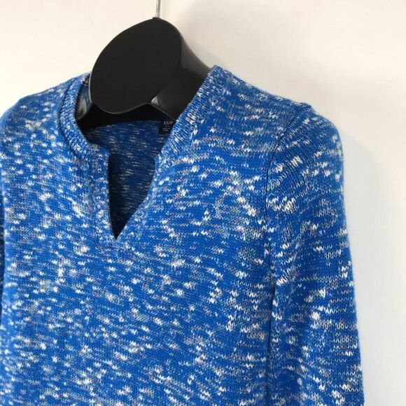 Lands' End Split Neck Pullover Sweater Women's Size XS Blue Stretch Knit Winter - Picture 4 of 13